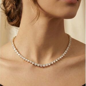 THE M JEWELERS 16 Inch Gold Iced Out Heart Tennis Necklace